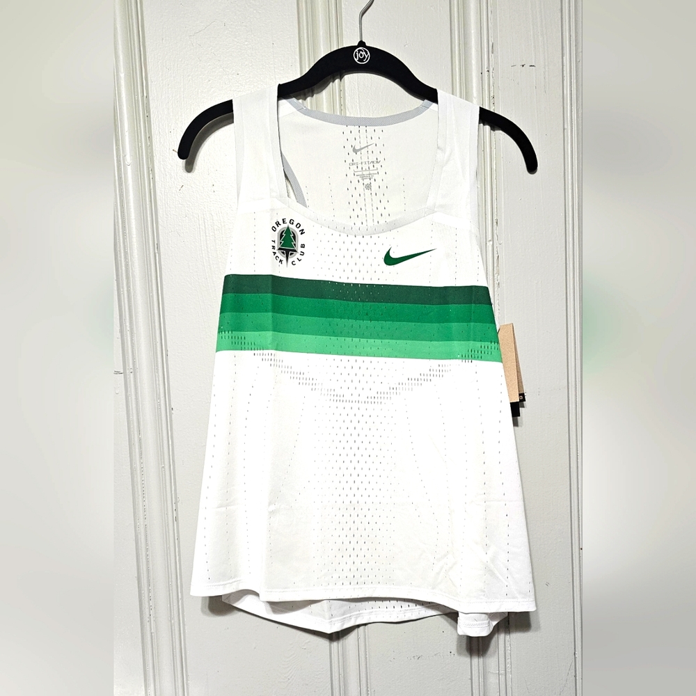 Nike Dri-Fit Oregon Track Club Singlet White/Green DR5812-100 Women's Large NWT